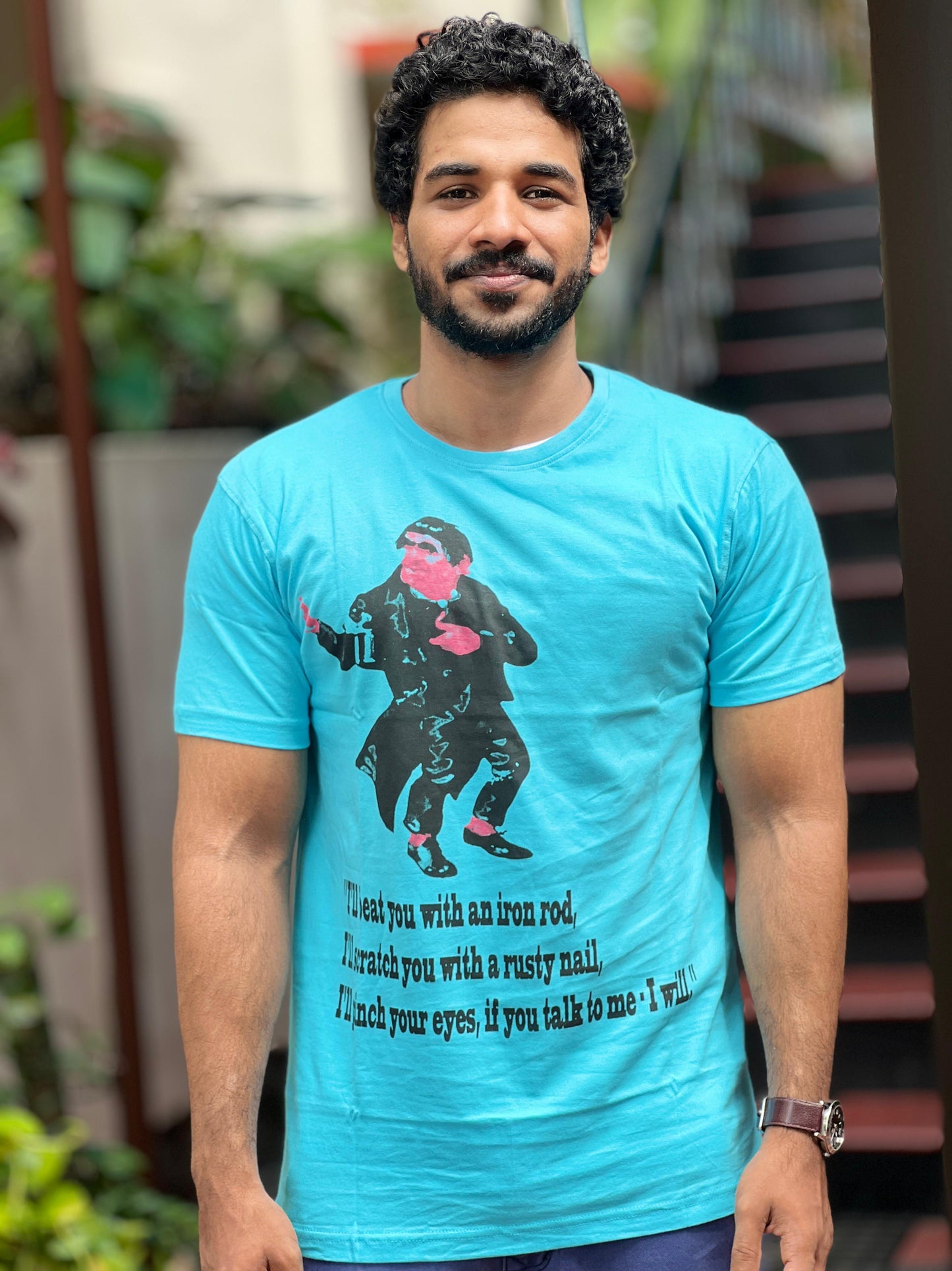 T Shirt: Beat you with an iron rode