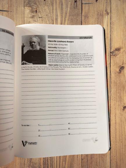 Authors of World Literature- Birthday Calendar Diary